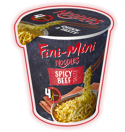 Noodles v lončkih Spicy beef