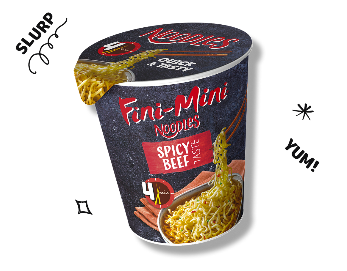 Noodles v lončkih Spicy beef
